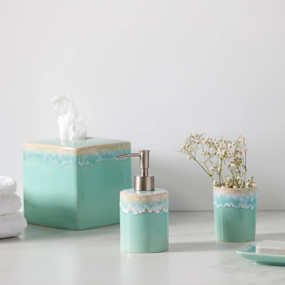 Set salle de bain en grès vert – Design portugais Set de salle de bain en céramique