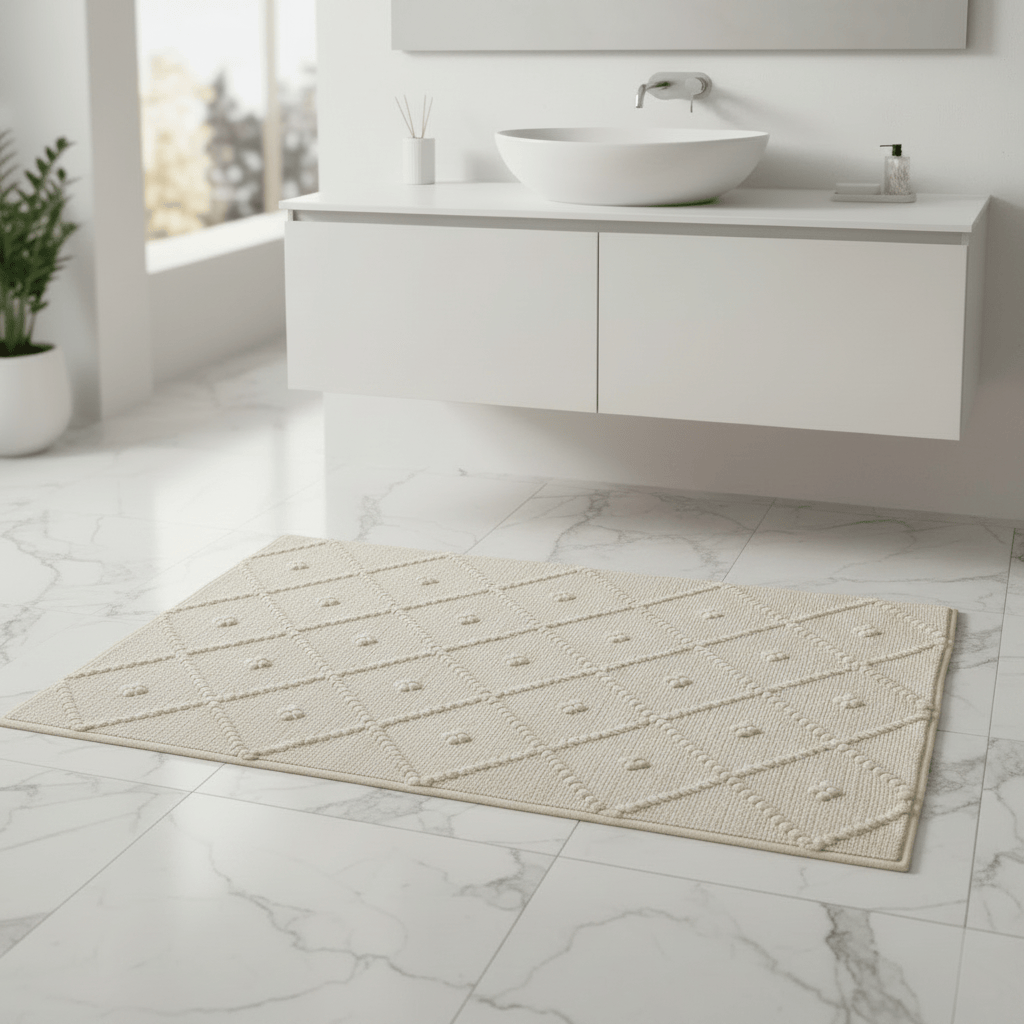 Tapis de salle de bains portugais Blanc cassé I 100x50cm Tapis de salle de bain 100x50 - Blanc cassé