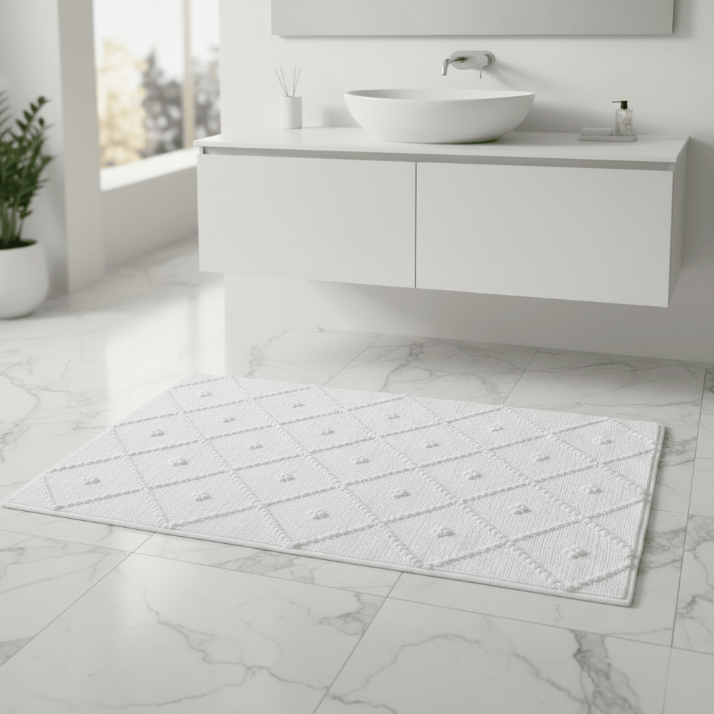 Tapis de salle de bains portugais Blanc I 100x50cm Tapis de salle de bain 100x50 - Blanc