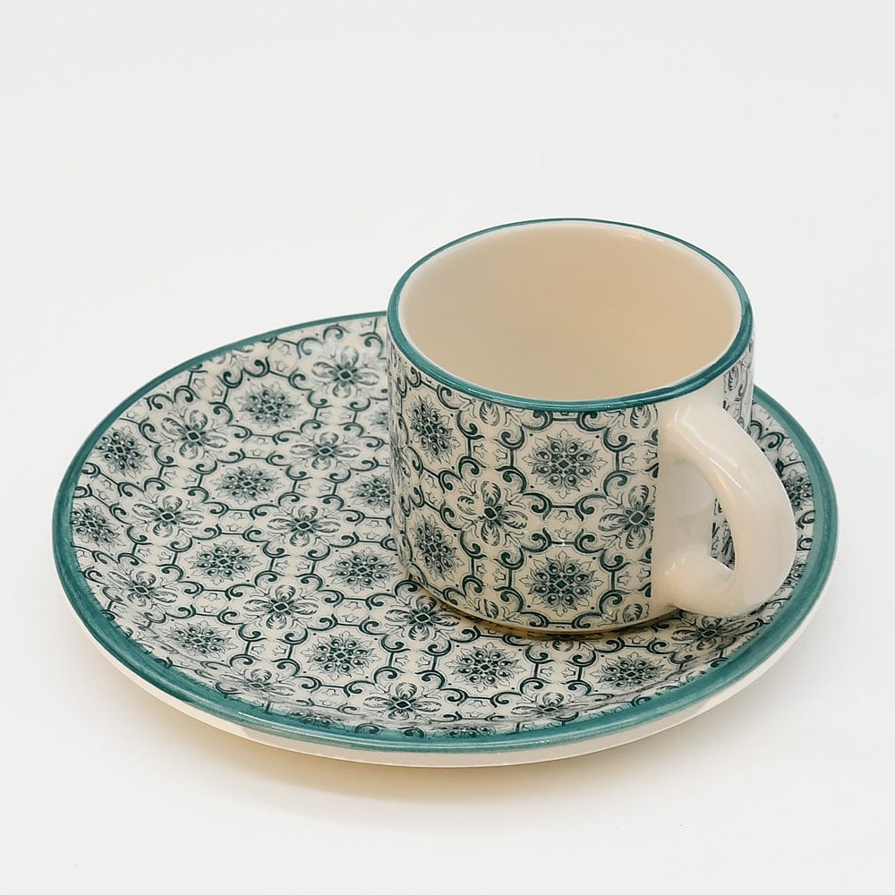 Tasse à café portugaise motifs azulejos verts Tasse à café en céramique "Padrão" - Verte