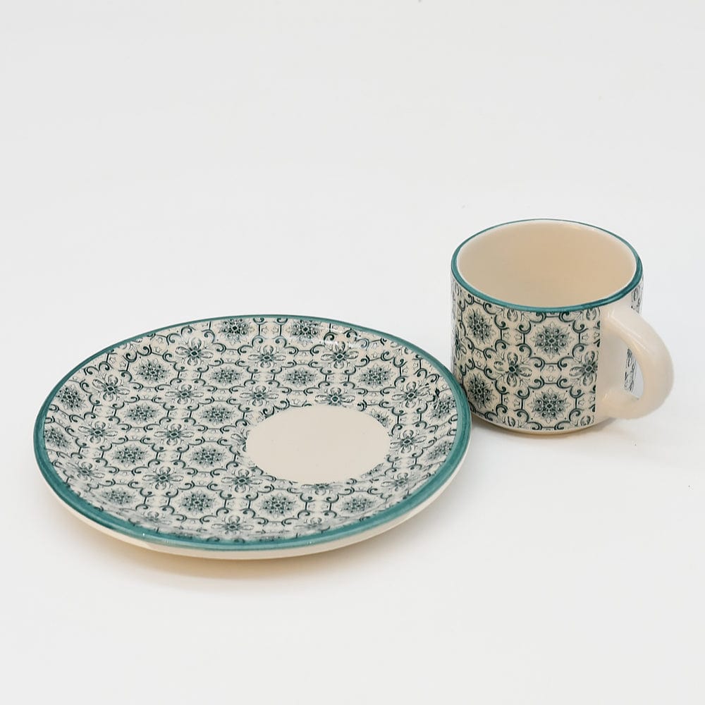 Tasse à café portugaise motifs azulejos verts Tasse à café en céramique "Padrão" - Verte
