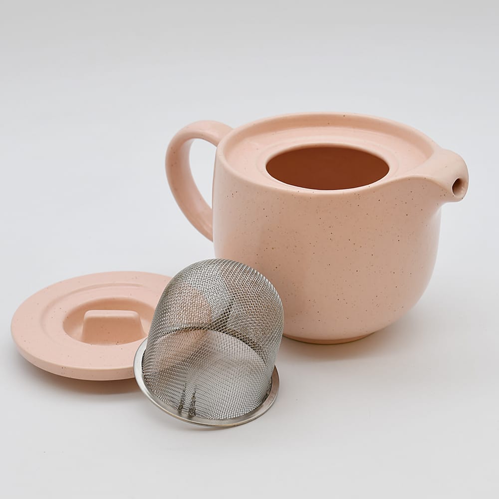 Théière en grès blanc mat 50cl avec diffuseur Théière en grès “Pacifica" - Rose