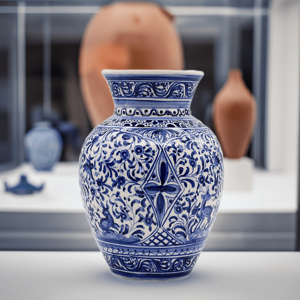 Vase en céramique de Coimbra bleu Vase en céramique de Coimbra