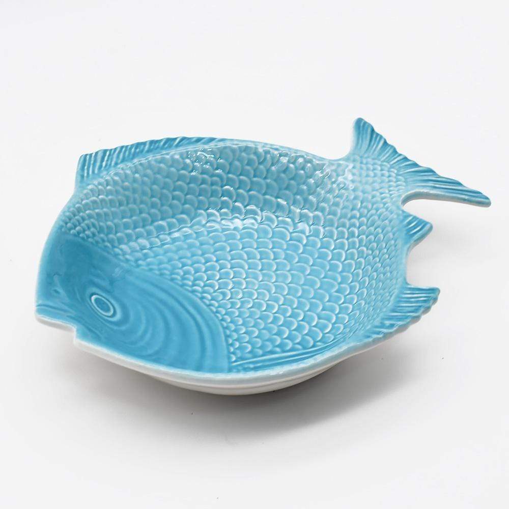 Assiette en forme de poisson turquoise I Vaisselle artisanale du Portugal Assiette creuse en forme de Poisson 25 cm - Turquoise