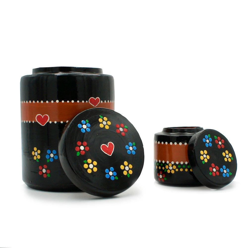 Painted and varnished clay pot