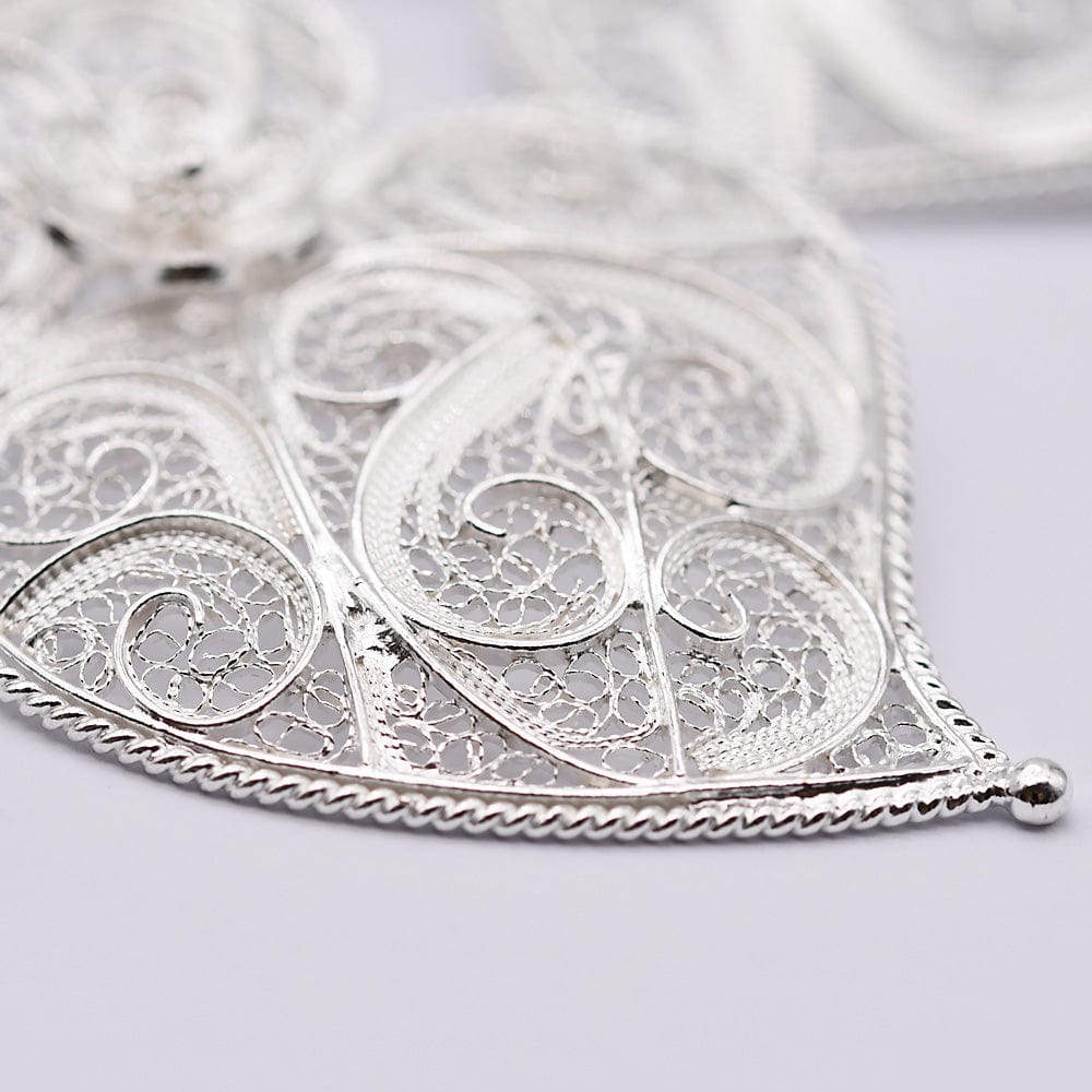 Boucles d'oreille Coeur de Viana en filigrane d'argent 6,5cm Coração de Viana I Boucles d'oreille en argent - 6,5cm