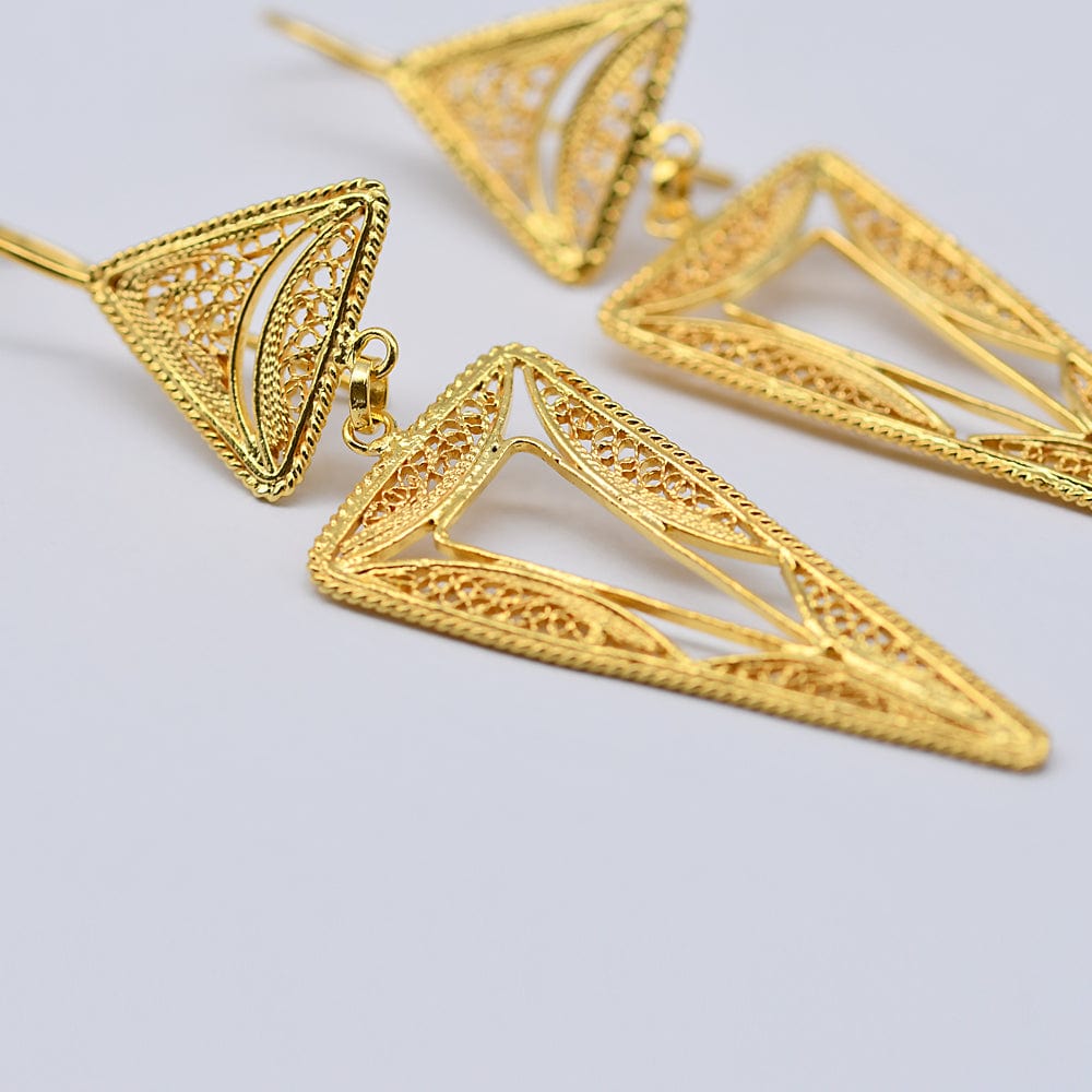Boucles d'oreille en filigrane d'argent doré I Vente de bijoux argent Boucles d'oreille en argent doré