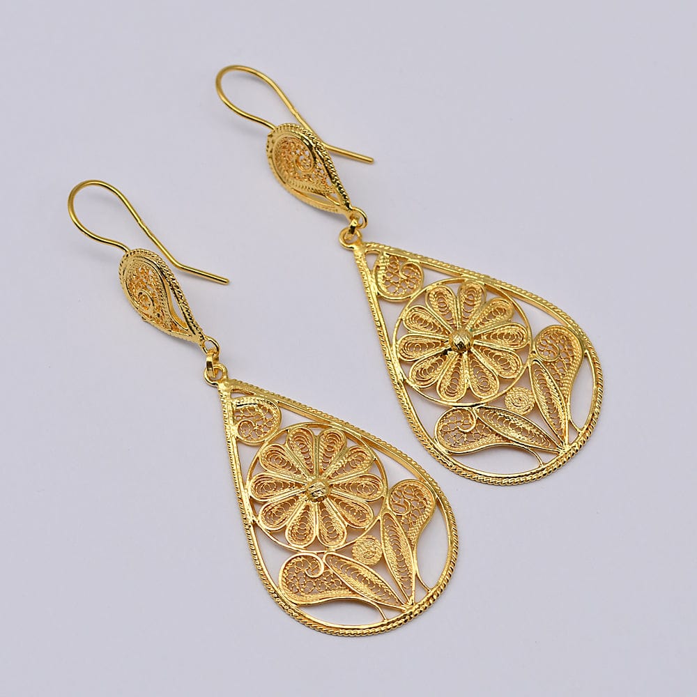 Boucles d'oreille en filigrane d'argent doré I Vente de bijoux argent Boucles d'oreille en argent doré