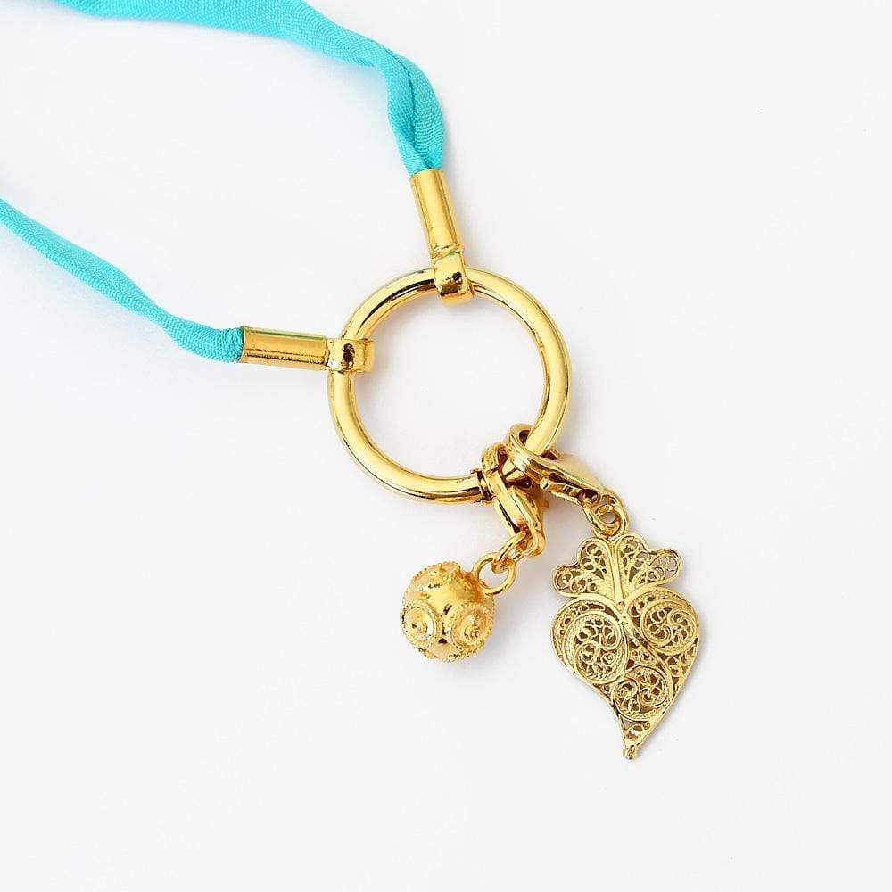 Boucles d'oreille en filigrane d'argent doré I Vente de bijoux argent Bracelet Soie turquoise Alma & Coraçao