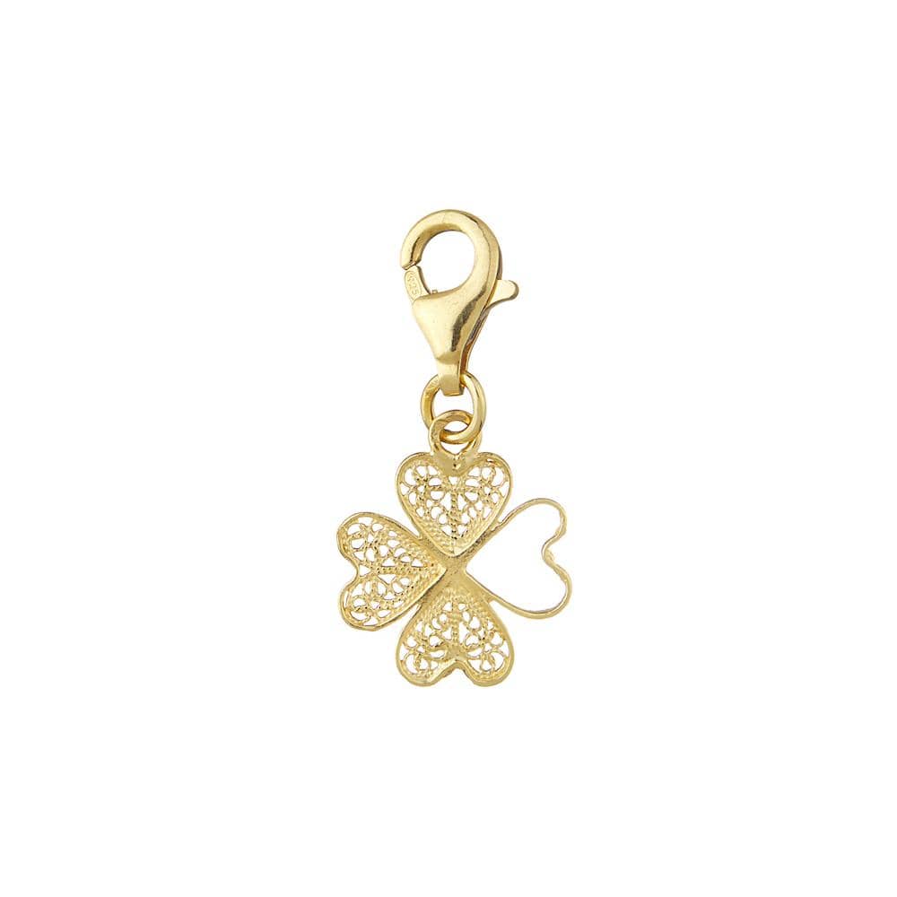 Boucles d'oreille en filigrane d'argent doré I Vente de bijoux argent Charm Trévo Doré Alma & Coraçao