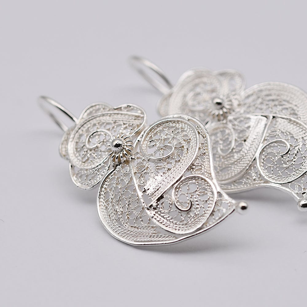 Boucles d'oreille en filigrane d'argent doré I Vente de bijoux argent #Coração de Viana I Boucles d'oreille en argent - 3cm