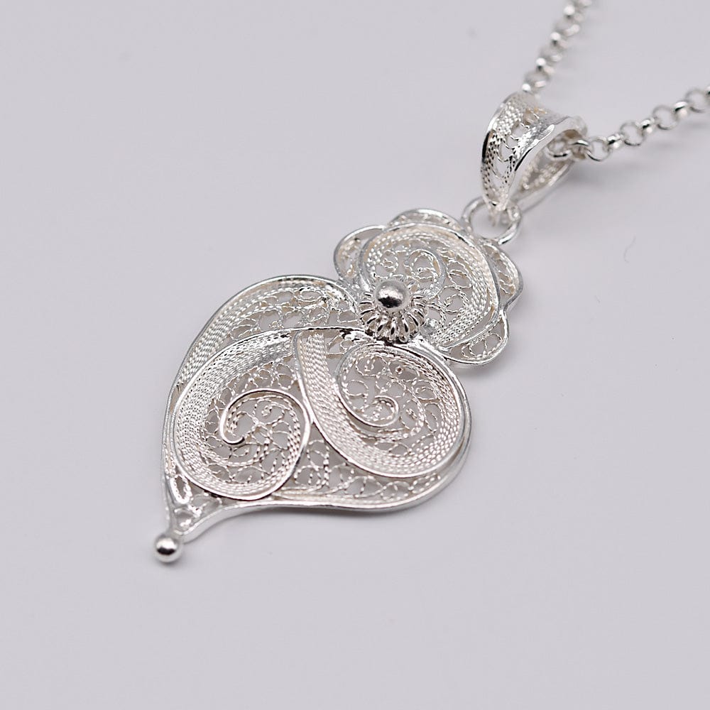 Boucles d'oreille en filigrane d'argent doré I Vente de bijoux argent #Coração de Viana I Pendentif en argent - 3.5cm