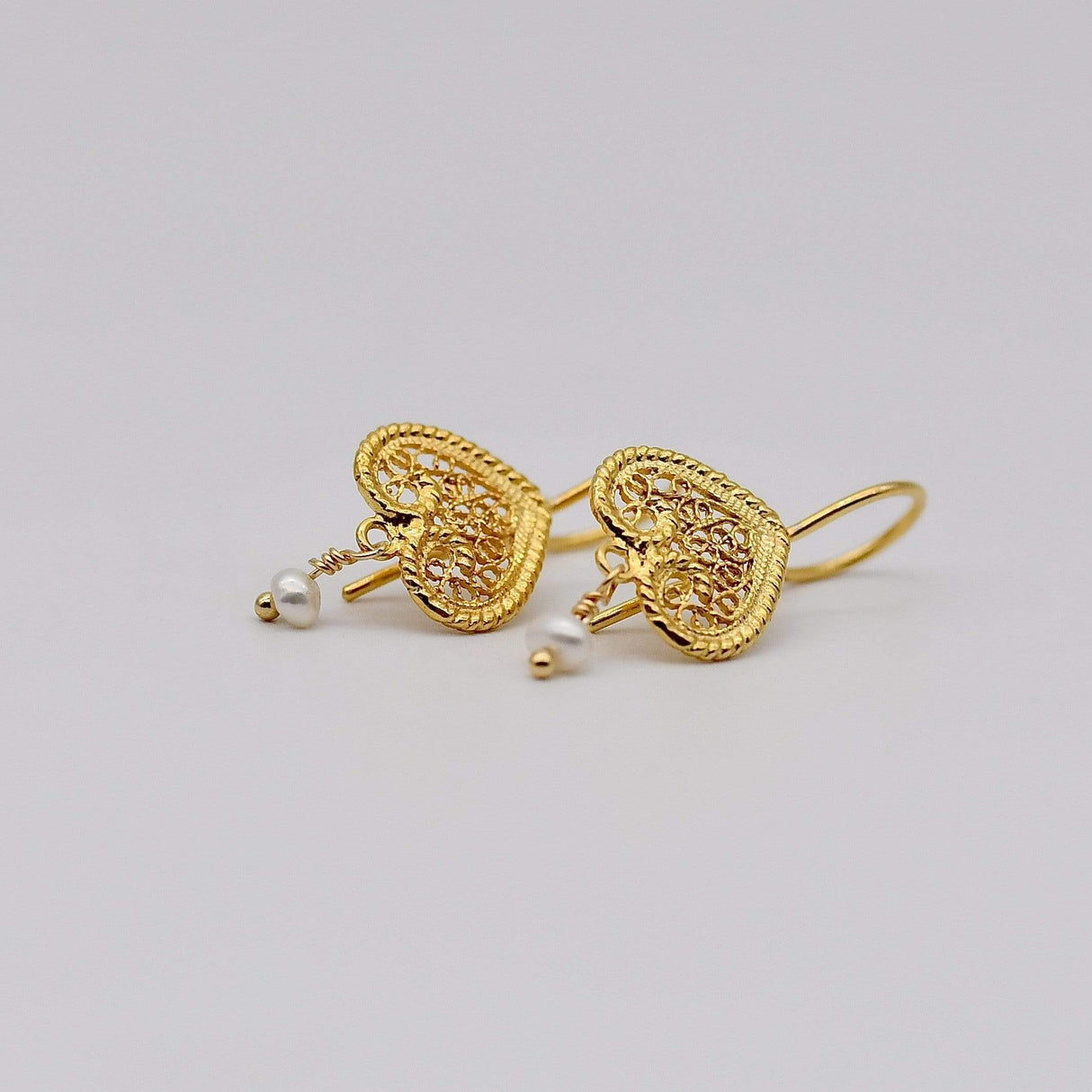 Coração I Silver filigree earrings