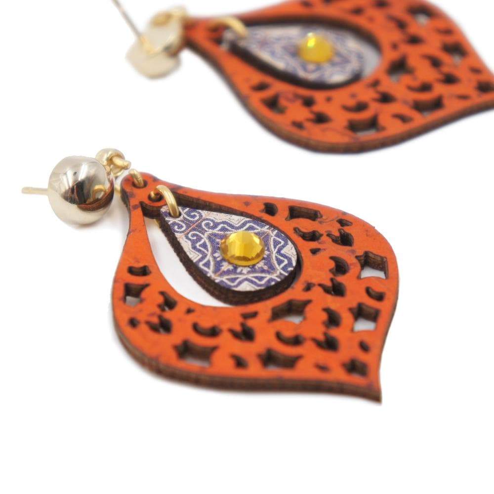Azulejos I Orange cork earrings
