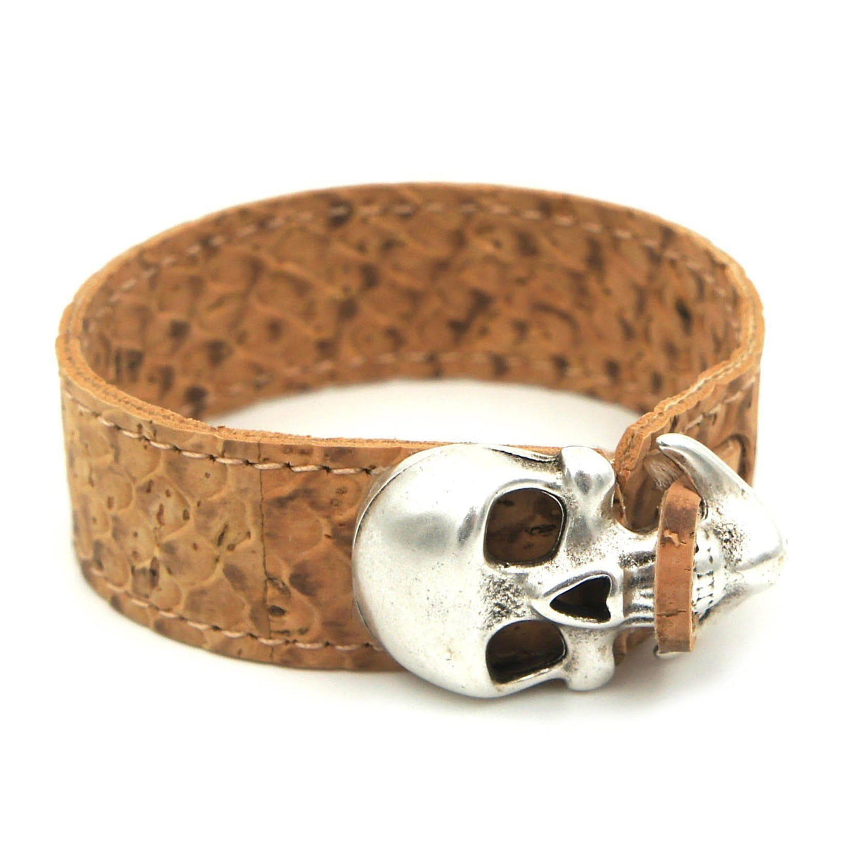 Beige cork bracelet - Skull