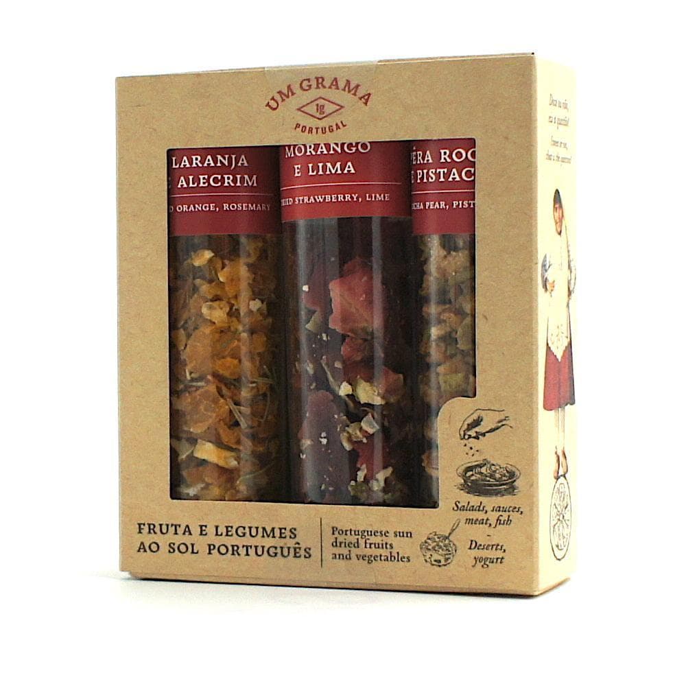 Tubes of dehydrated Oranges, Strawberries & Pears