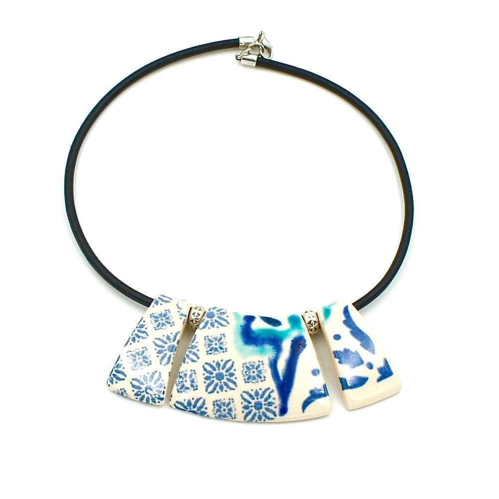 Azulejos I Ceramic and leather necklace