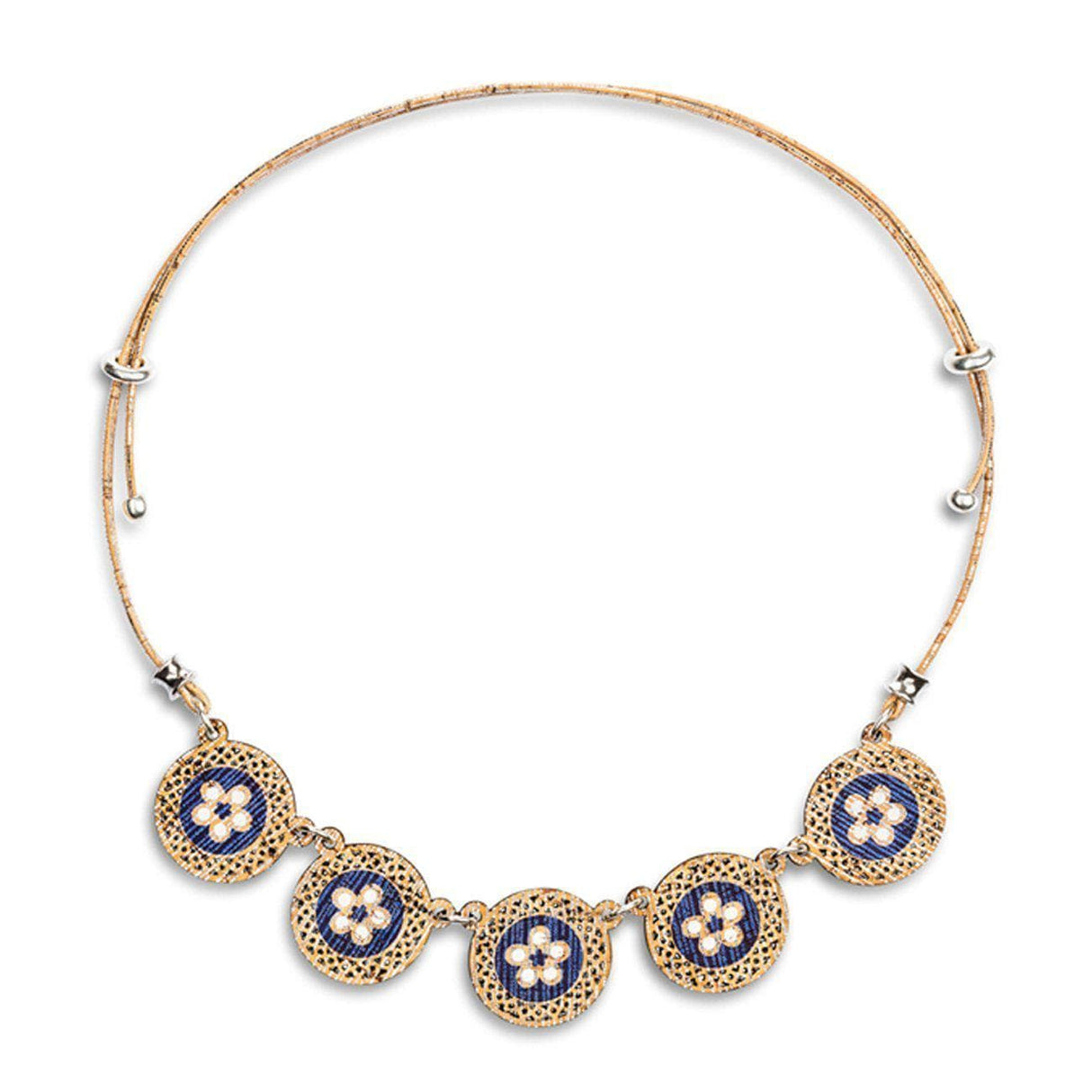 Cork short necklace "Flores"