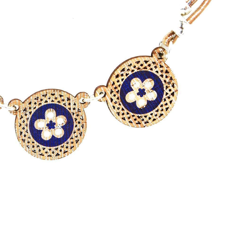Cork short necklace "Flores"