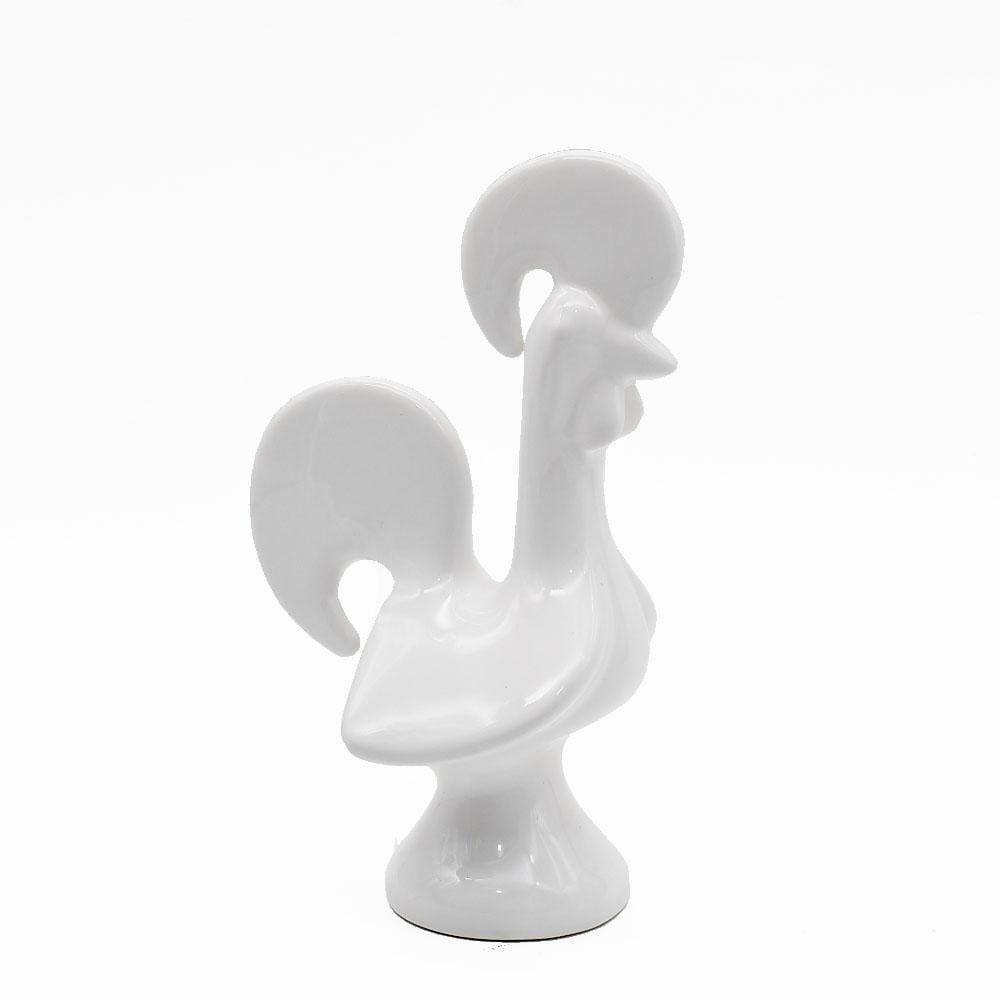 Coq portugais en céramique I Produit artisanal du Portugal Coq de Barcelos en céramique blanc