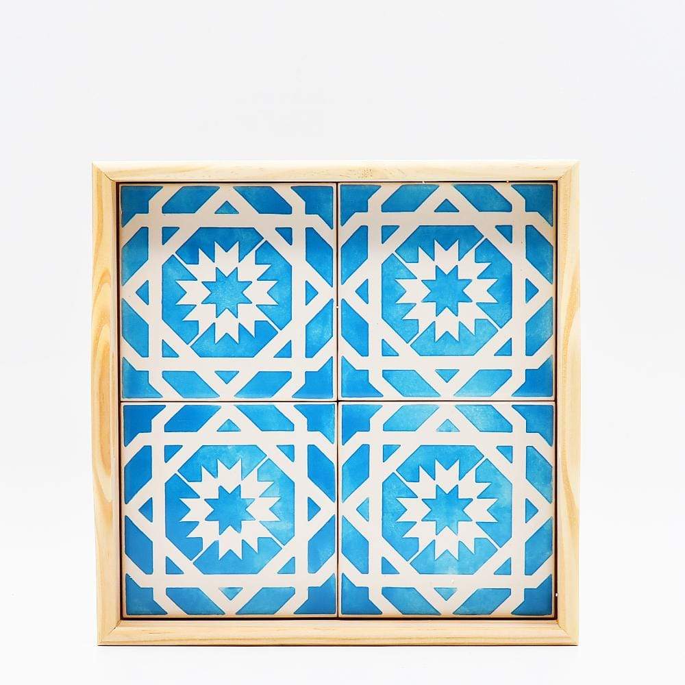 Dessous de plat en faïence bleue Azulejo du Portugal I Vente en ligne Plateau "Azulejos" - Turquoise