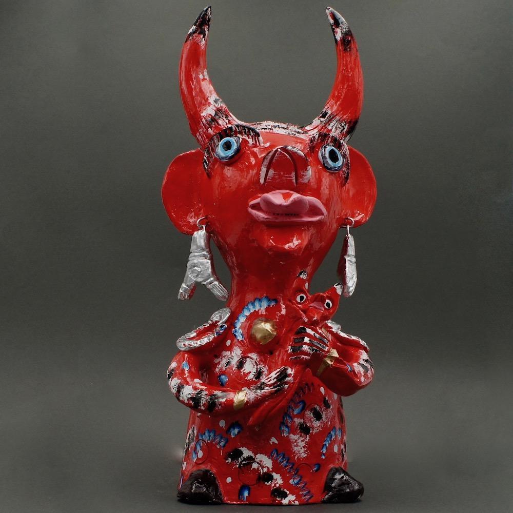 Diabo com criança I Statuette by Jùlia Côta - 40 cm