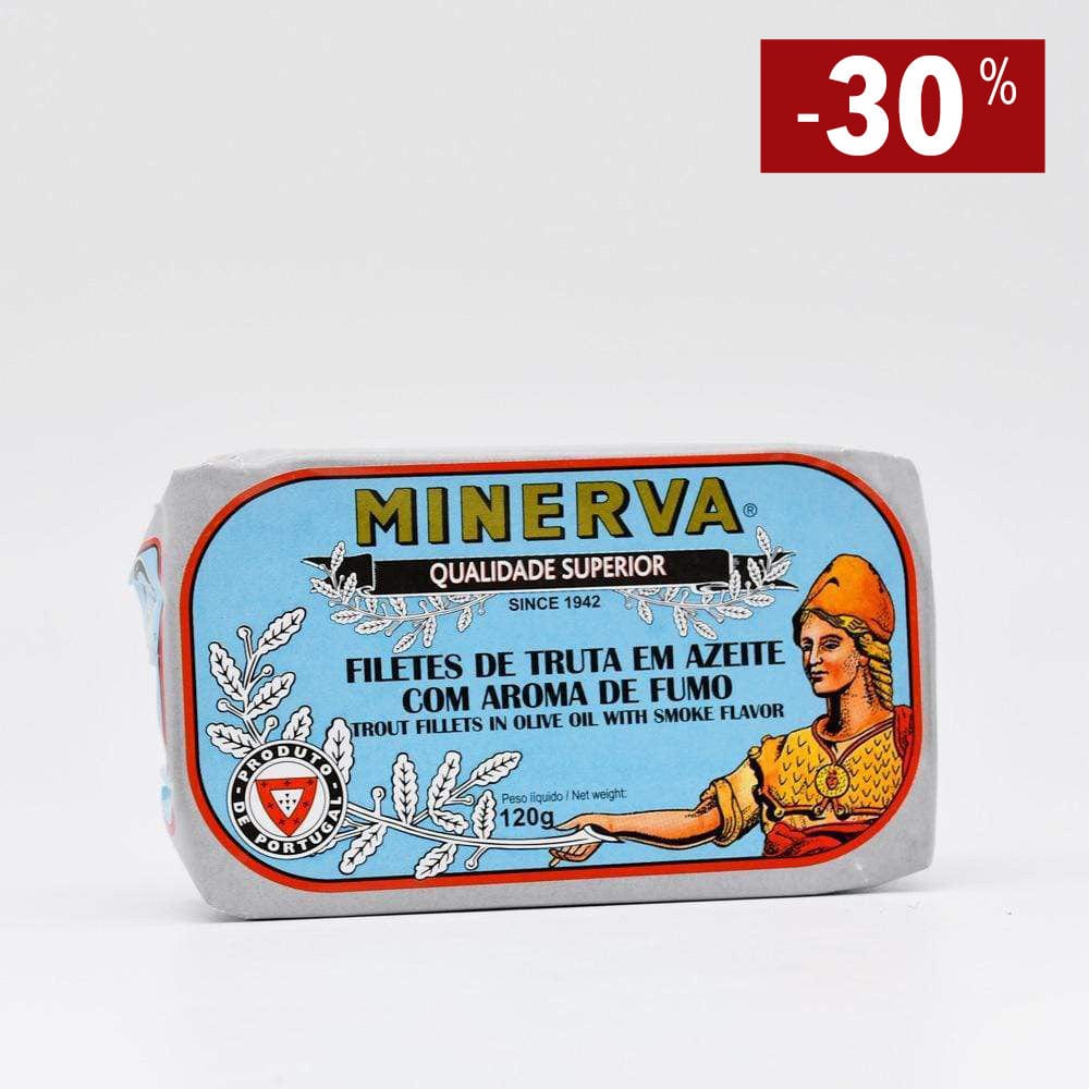 Filets de truite à l'huile d'olive Minerva I Conserve du Portugal Filets de truite fumés à l'huile d'olive