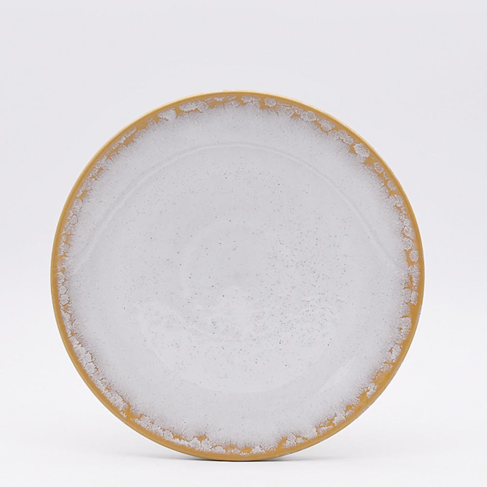 Grande assiette en grès de la collection portugaise Corals Assiette en grès "Amazonia" Blanche - 30cm