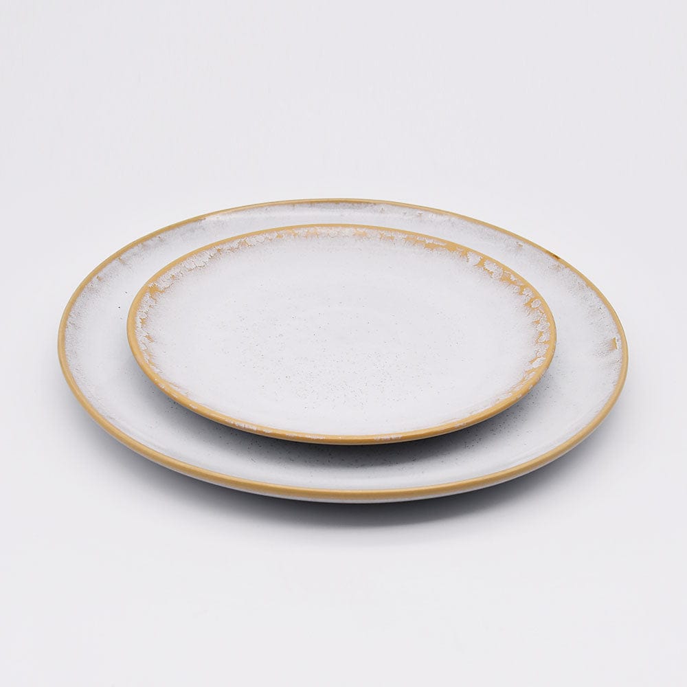 Grande assiette en grès de la collection portugaise Corals Assiette en grès "Amazonia" Blanche - 30cm