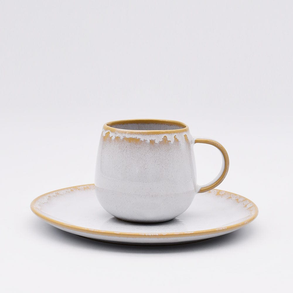Grande assiette en grès de la collection portugaise Corals Mug en grès "Amazonia" Blanc
