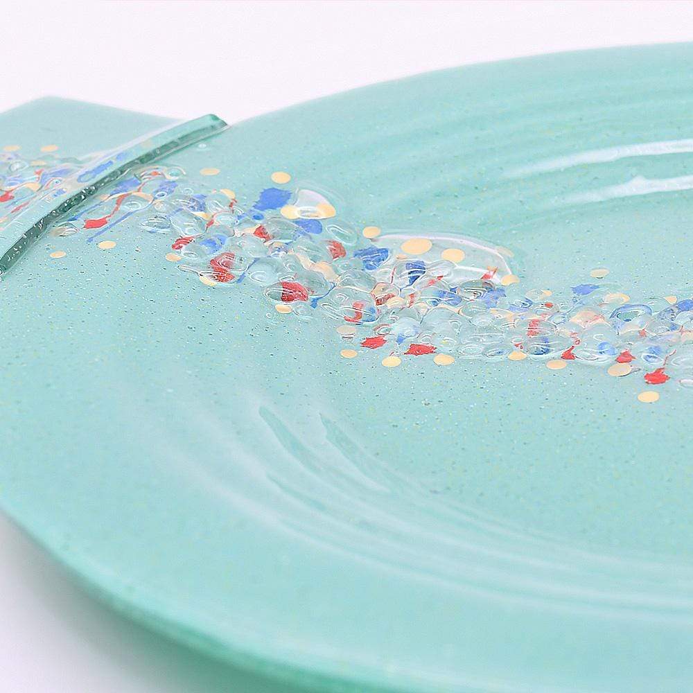 Grande assiette ou plat en verre vert I Artisanat portugais Assiette ou plat en verre "Marinha Grande" 38cm - Verte