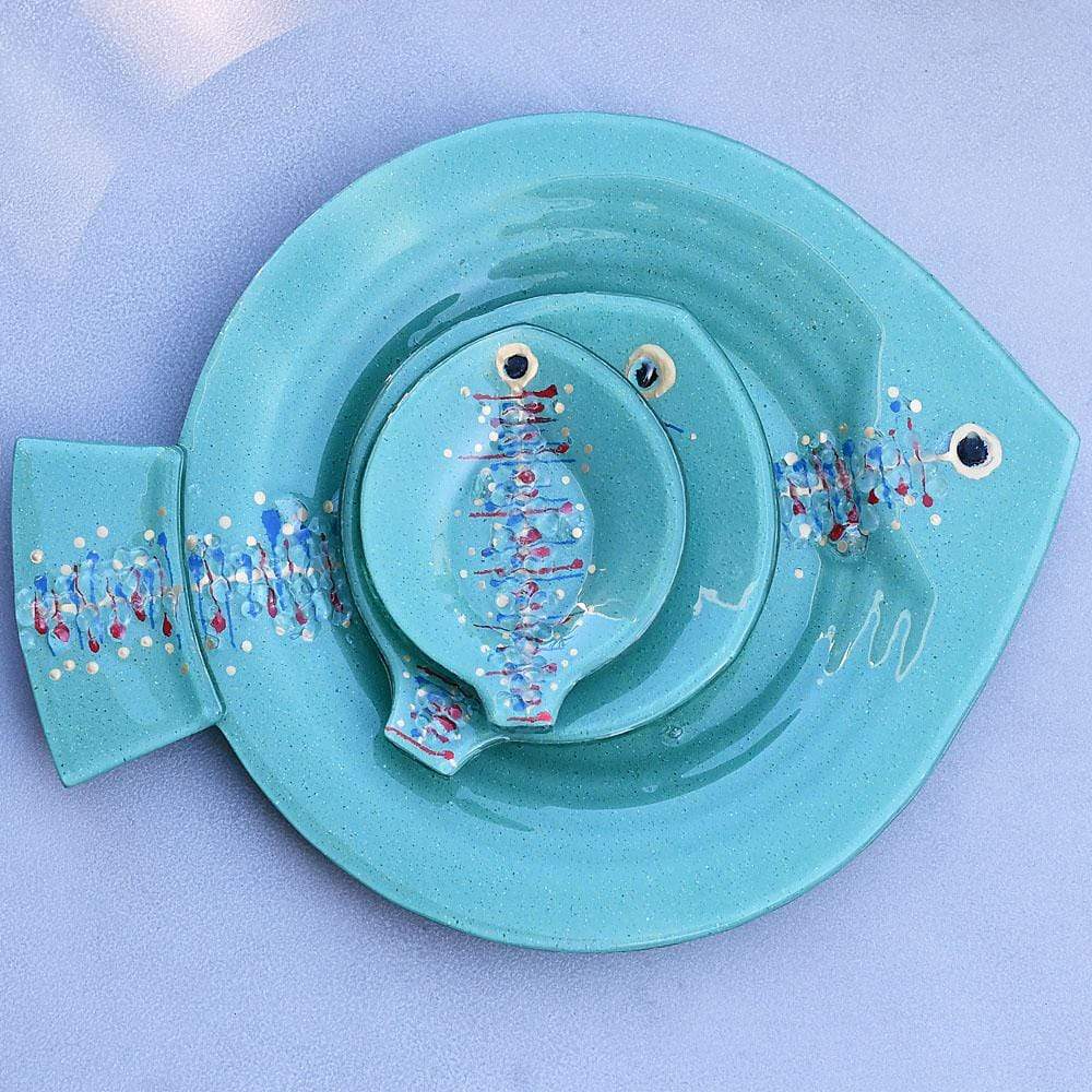 Grande assiette ou plat en verre vert I Artisanat portugais Assiette ou plat en verre "Marinha Grande" 38cm - Verte
