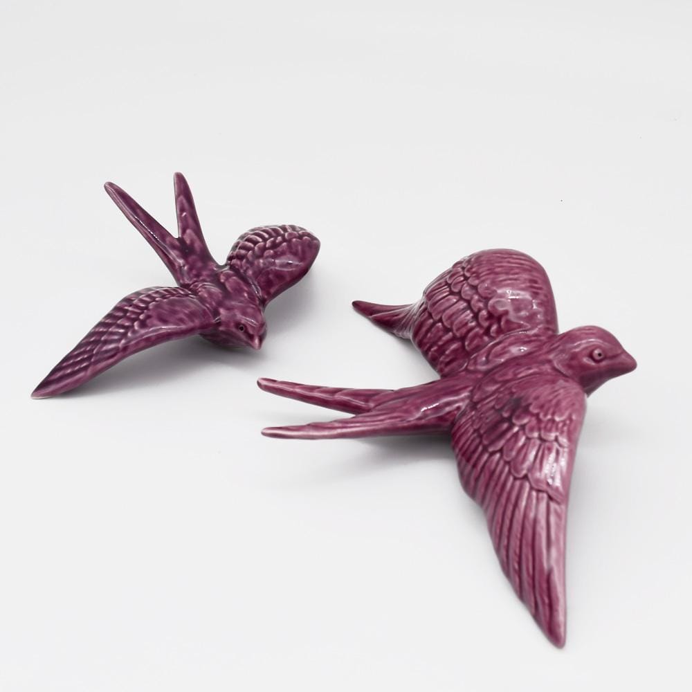 Hirondelle de Caldas da Rainha en céramique mauve
