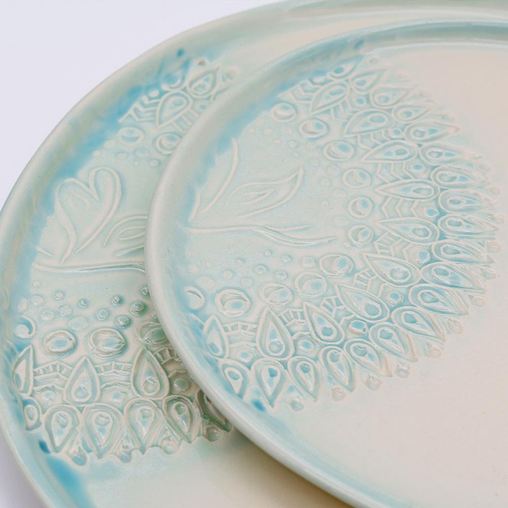 Estrela do mar I Green and white plate - 20cm