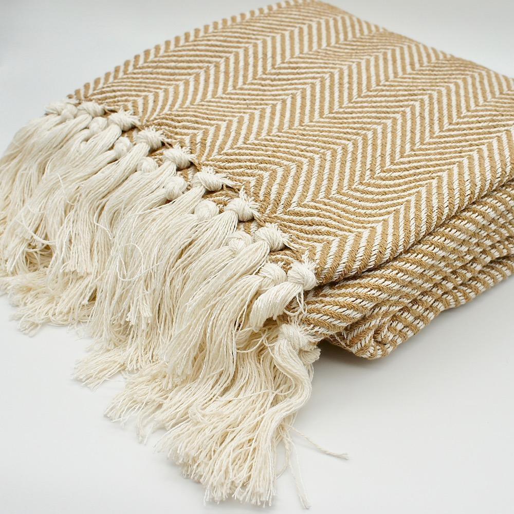 Cotton plaid 200x135 - Off-white and Beige