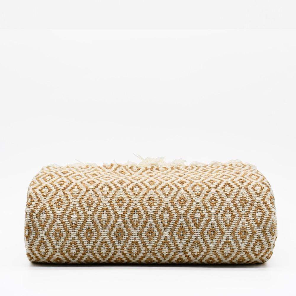 Plaid artisanal en coton du Portugal Plaid à franges en coton 200x135 - Beige