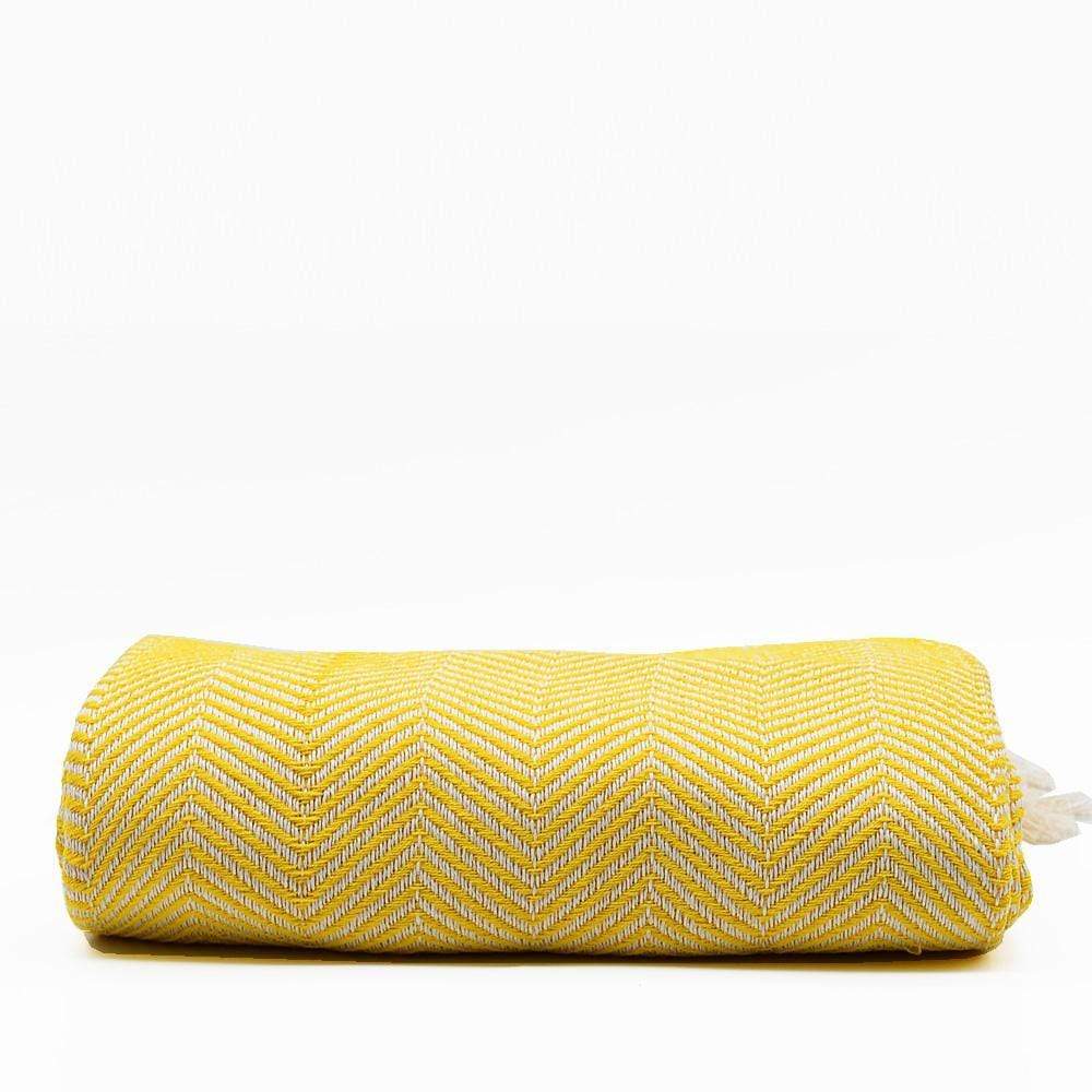 Plaid en coton motifs chevrons I Artisanat du Portugal en ligne Plaid en coton "Chevrons" 200X135 Jaune