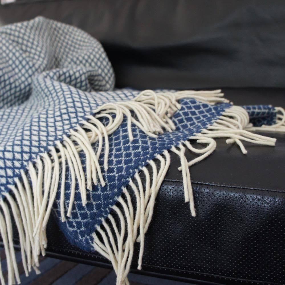 Blue and Beige wool plaid
