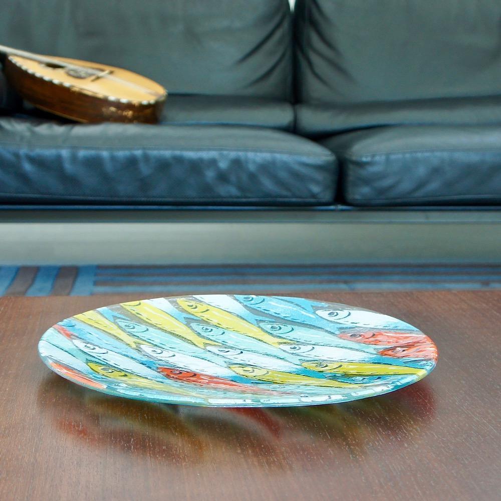 Grand plat en verre fusionné "Marinha Grande"