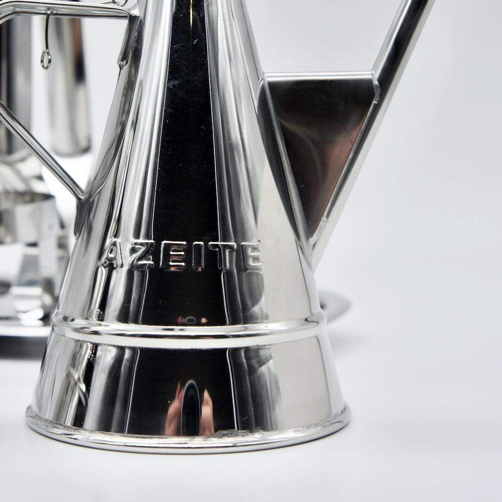 Stainless steel oil, vinegar, salt and pepper cruet set