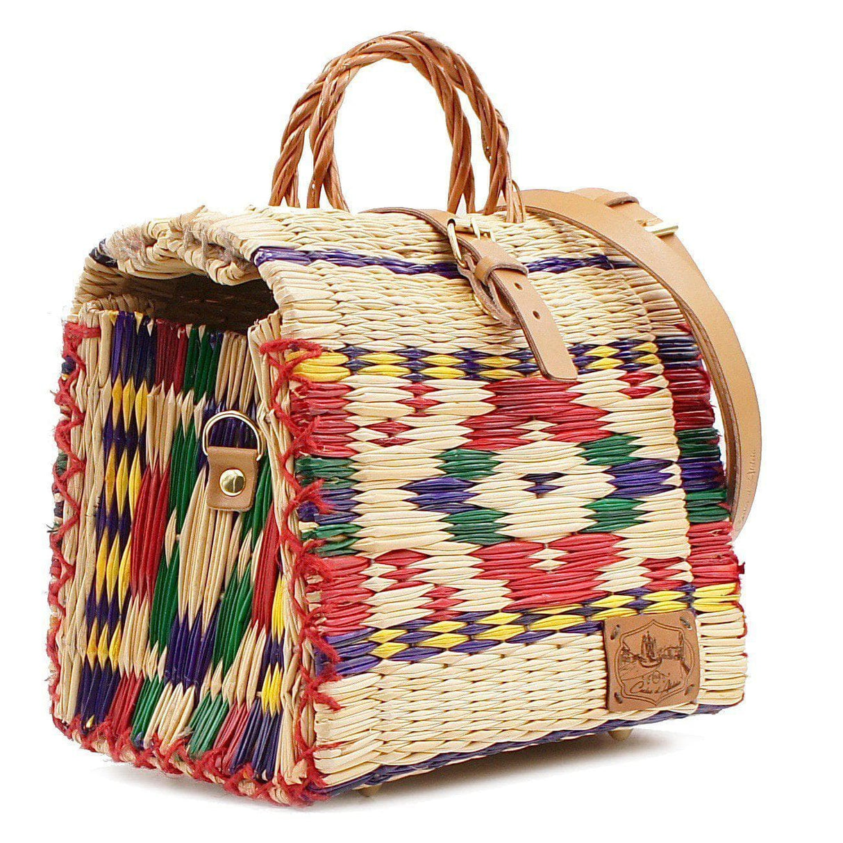 Sac cabas en jonc 26cm - Multicolore
