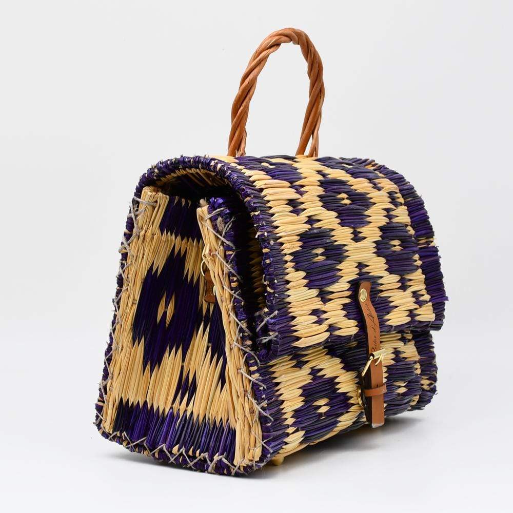Reed Stachel Bag - 30cm - Purple & natural