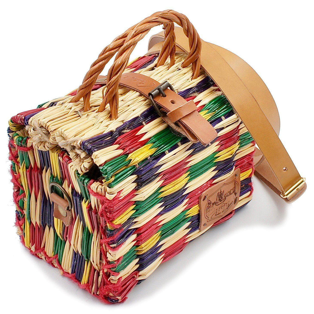 Sac cabas en jonc 18cm - Multicolore