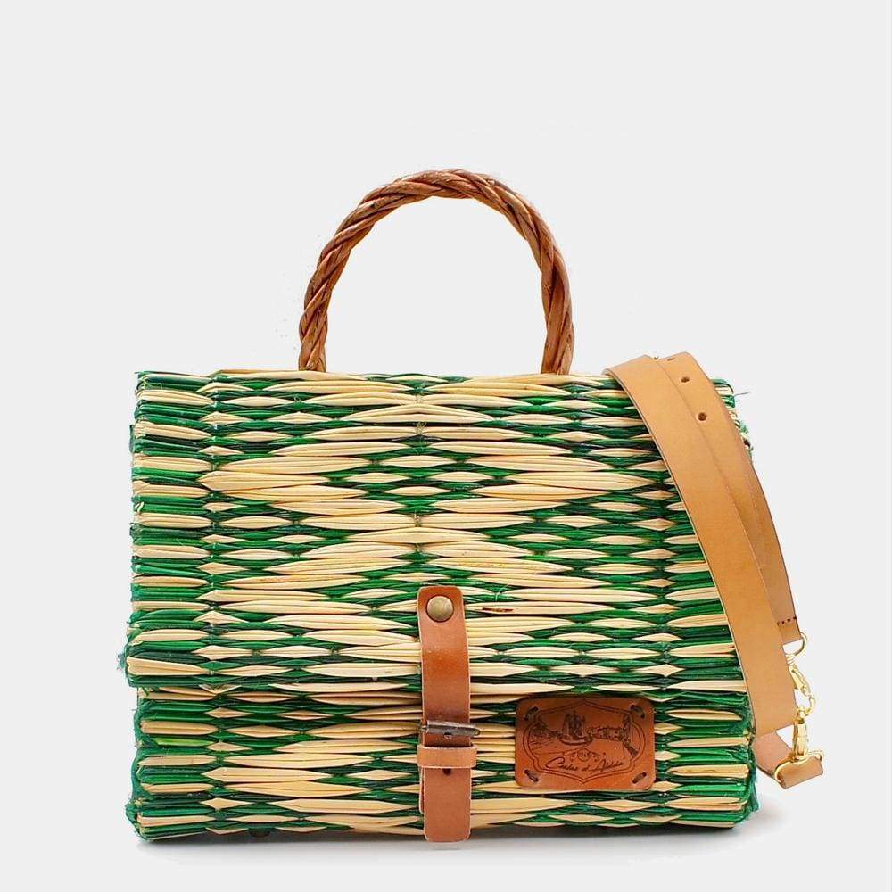 Reed Satchel Bag 9.8'' - Green & Natural