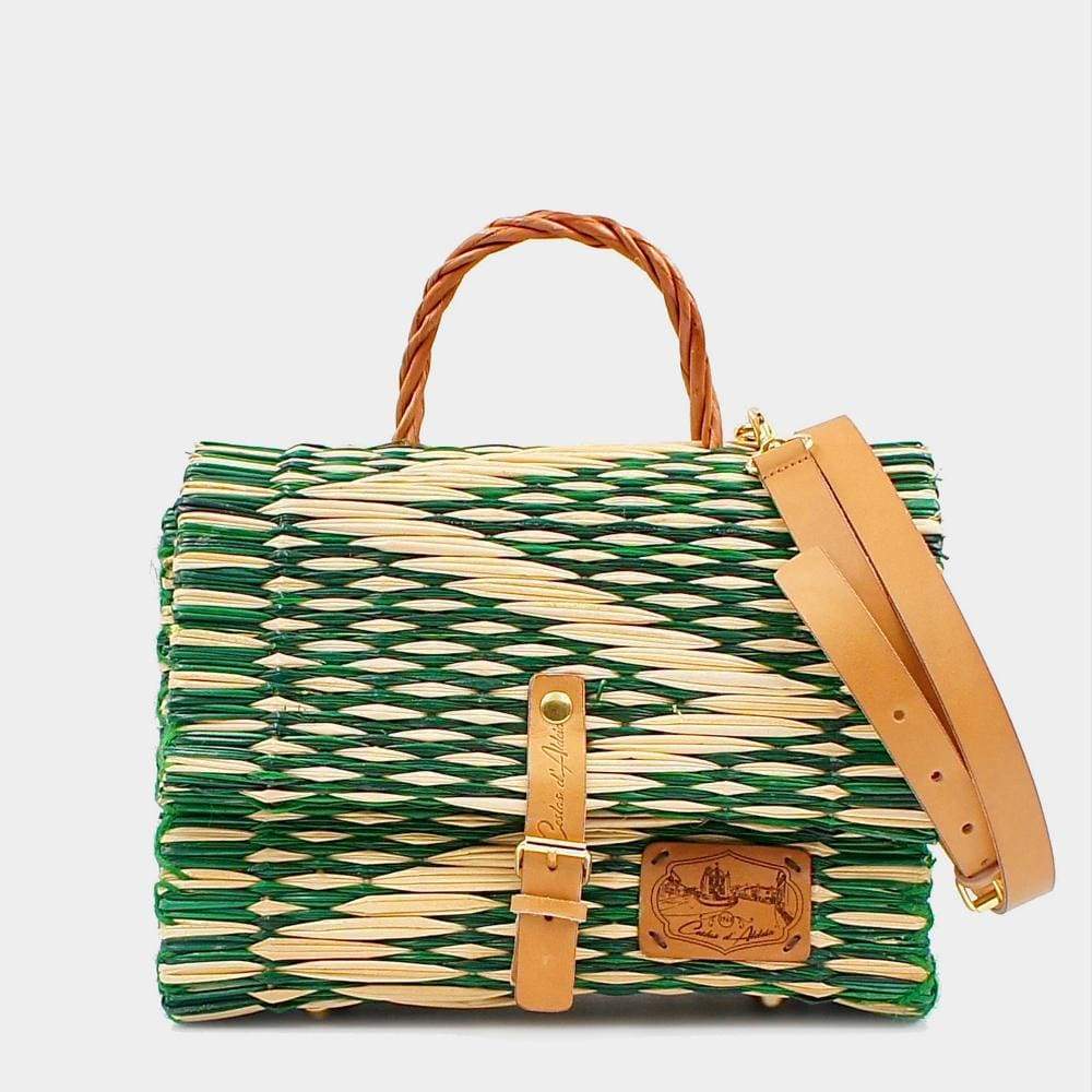 Reed Satchel Bag - 25cm - Geen & Natural