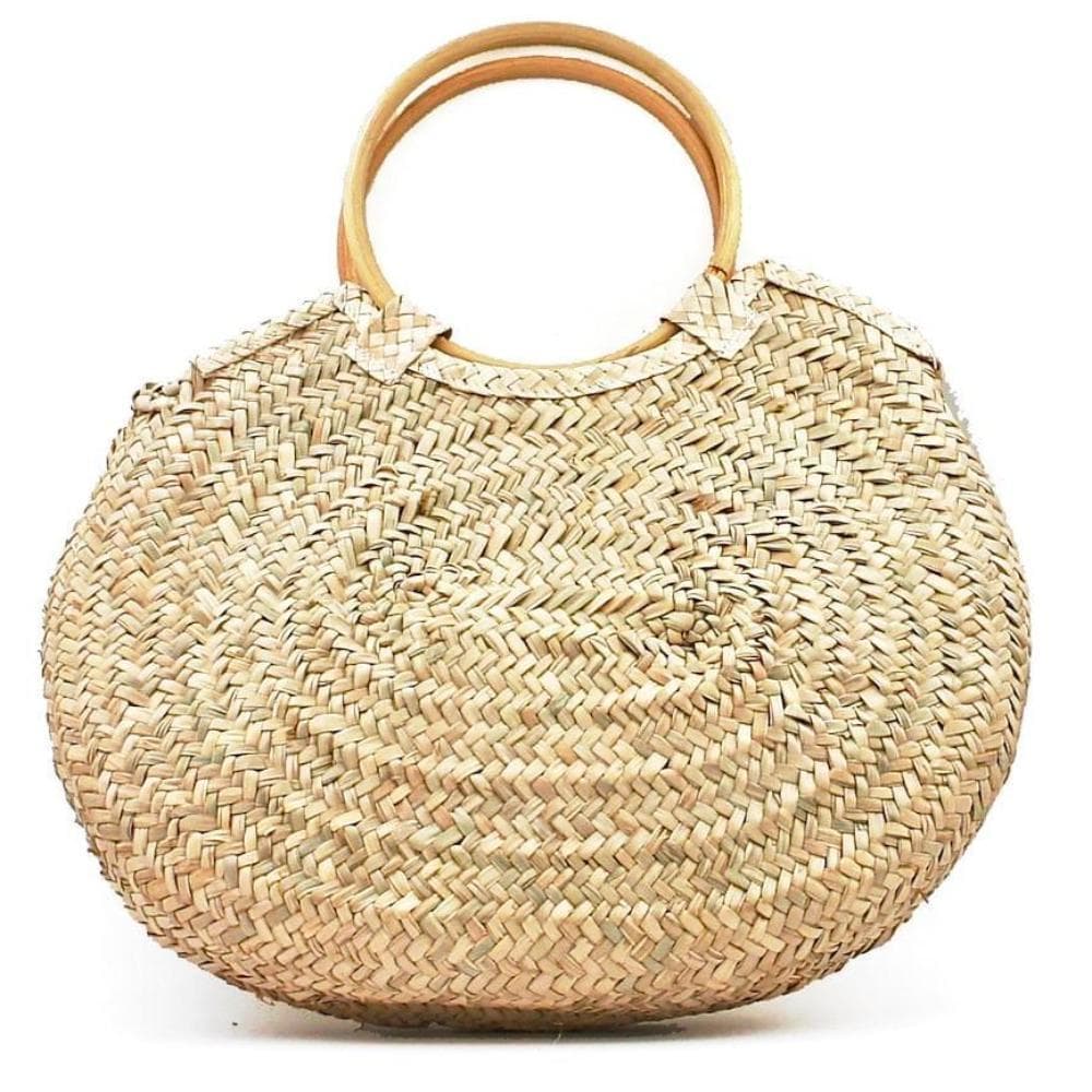 Oval woven straw bag