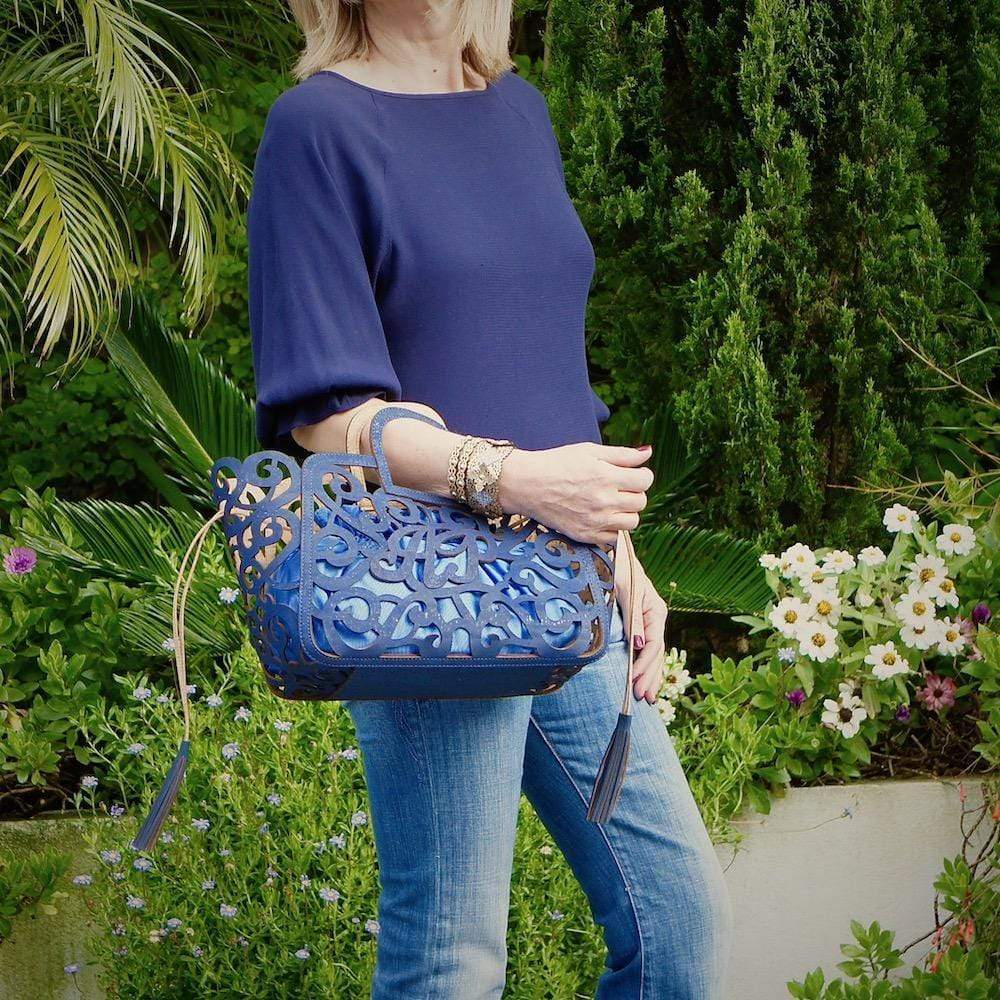 Cork basket bag - Blue