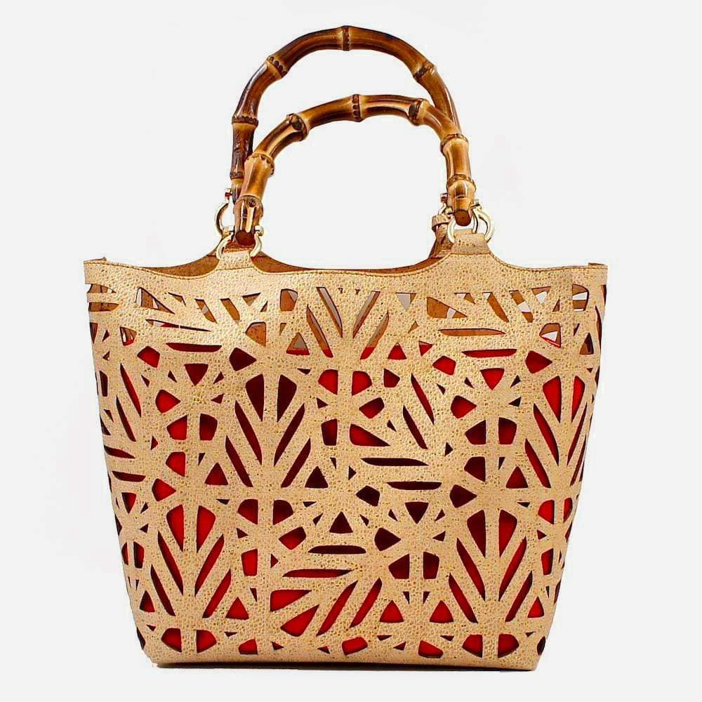 Cork basket bag I Golden and red