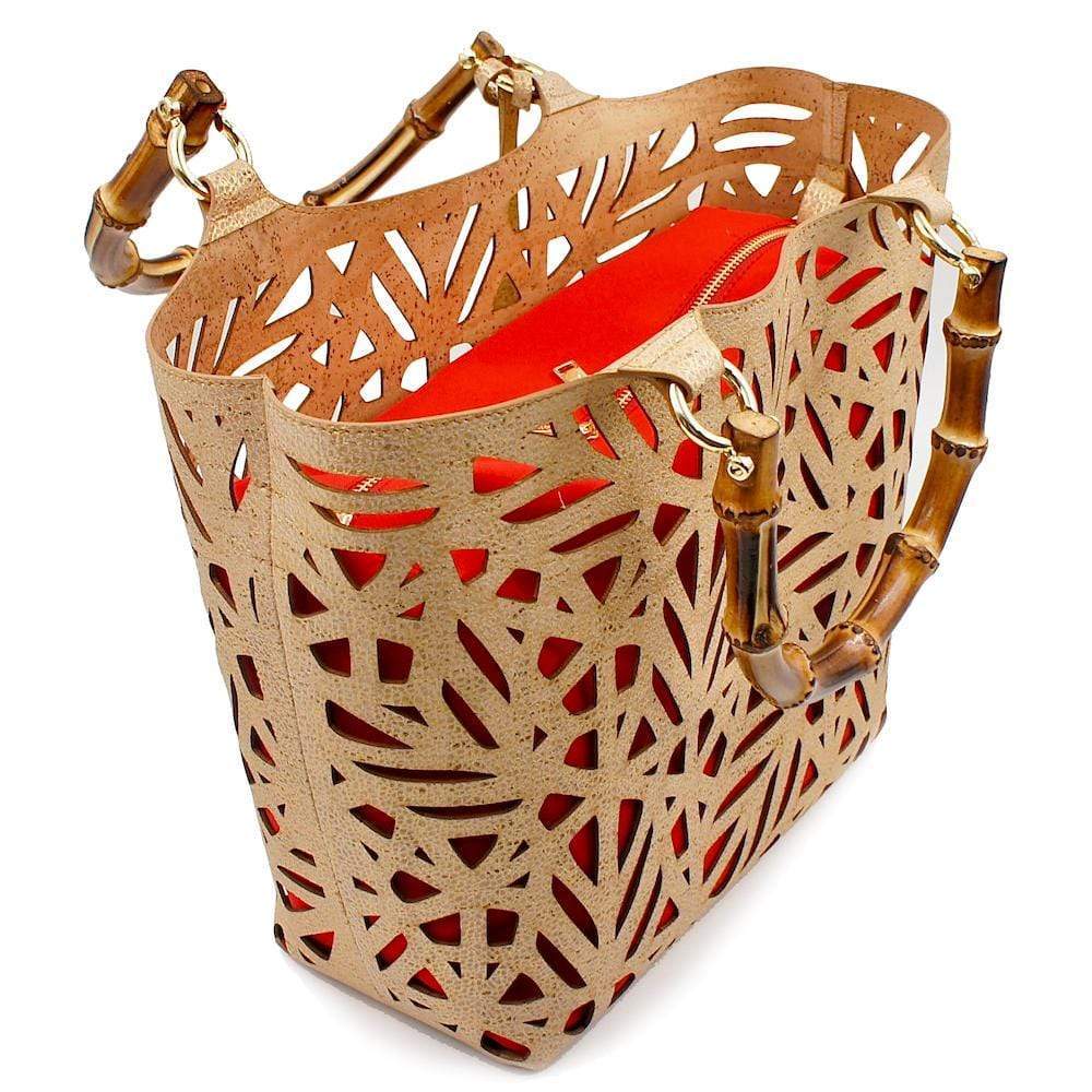 Cork basket bag I Golden and red
