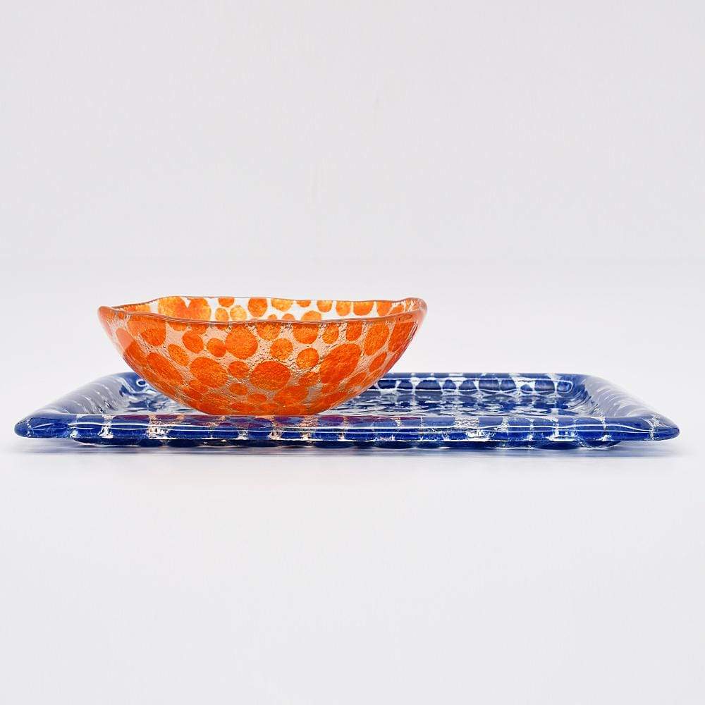 Saladier en verre orange I Artisanat portugais Saladier en verre orange - 28cm